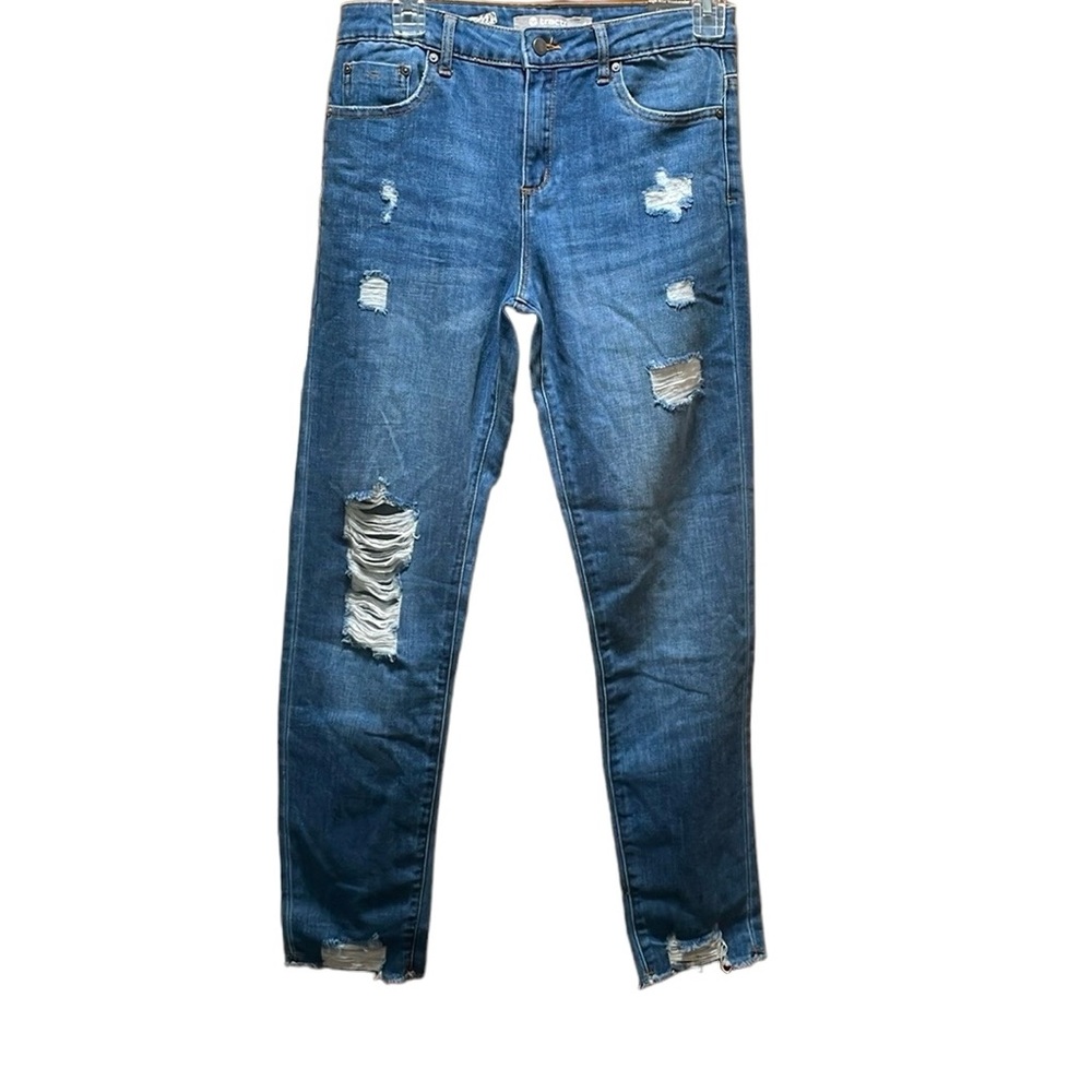 Tractr Premium Denim Collection High Rise Weekender Distressed Girls Jeans 14